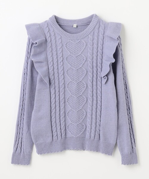 ANY（エニィ）の「肩フリルハートケーブルニット（ニット/セーター・キッズ・サックスブルー系/ピンク系/アイボリー系・140/150/160）」の14枚目の写真