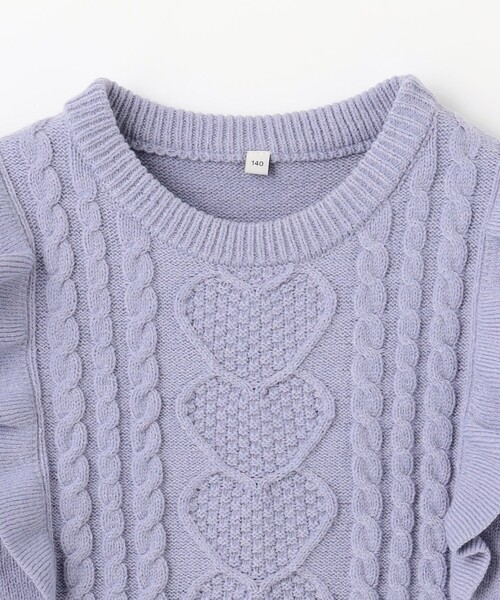 ANY（エニィ）の「肩フリルハートケーブルニット（ニット/セーター・キッズ・サックスブルー系/ピンク系/アイボリー系・140/150/160）」の16枚目の写真