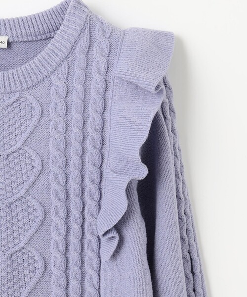 ANY（エニィ）の「肩フリルハートケーブルニット（ニット/セーター・キッズ・サックスブルー系/ピンク系/アイボリー系・140/150/160）」の17枚目の写真