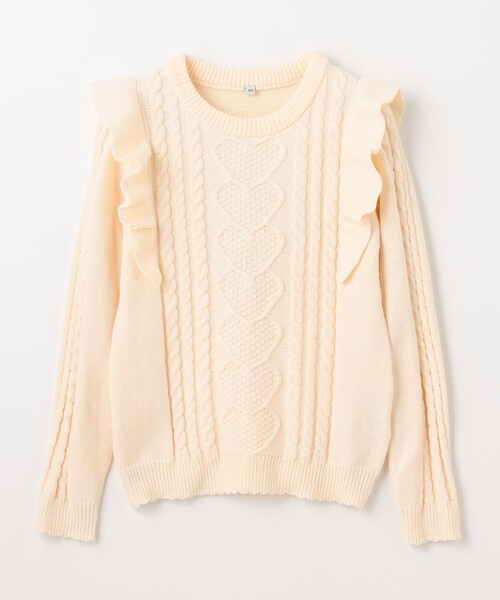 ANY（エニィ）の「肩フリルハートケーブルニット（ニット/セーター・キッズ・サックスブルー系/ピンク系/アイボリー系・140/150/160）」の21枚目の写真