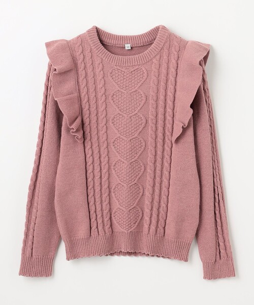 ANY（エニィ）の「肩フリルハートケーブルニット（ニット/セーター・キッズ・サックスブルー系/ピンク系/アイボリー系・140/150/160）」の22枚目の写真