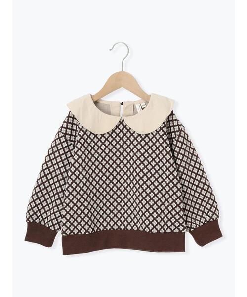 Samansa Mos2 Lagom（サマンサモスモスラーゴム）の「花柄ジャカードトップス(セットアップ)（Tシャツ/カットソー・キッズ・ブラウン/ベージュ・100/130/95/120/110）」の4枚目の写真