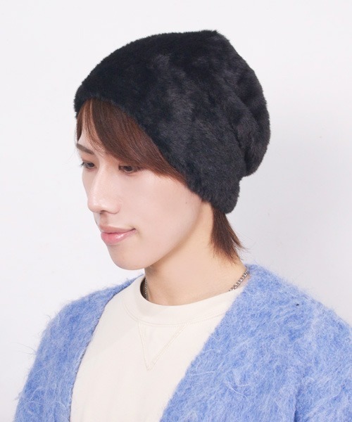 polcadot(ポルカドット)の「ライクファー ワッチ(ニットキャップ/ビーニー・レディース・ベージュ/ブラック/ホワイト・FREE)」の1枚目の写真