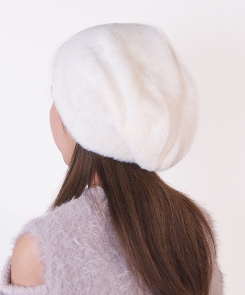 polcadot(ポルカドット)の「ライクファー ワッチ(ニットキャップ/ビーニー・レディース・ベージュ/ブラック/ホワイト・FREE)」の6枚目の写真