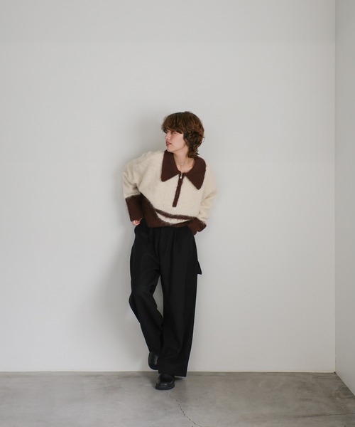 select MOCA(セレクトモカ)の「アルパカタッチハーフジップ配色ニット(ニット/セーター・レディース・グレー/チャコールグレー/ブラウン・FREE)」の20枚目の写真