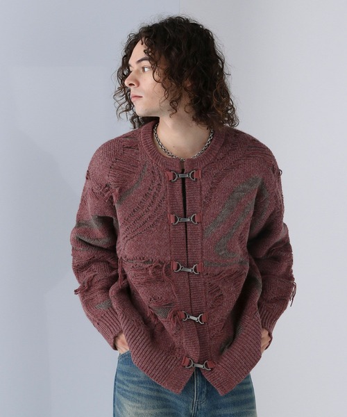 HARE（ハレ）の「メタルボタンフリンジニットカーディガン(HARE)（カーディガン/ボレロ・メンズ・レッド/グレー/ブラック・FREE）」の21枚目の写真