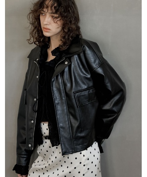 セール】[裏ファー]2WAYヴィンテージライクファー付フェイクレザー