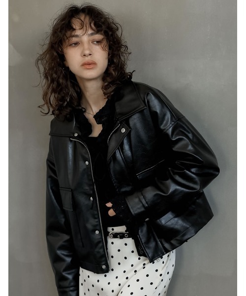 OEW 黒 レザー ファー ジャケット OEW 黒 レザー ファー ジャケット OEW 黒 レザー ファー ジャケット