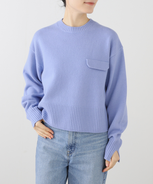 La TOTALITE(ラトータリテ)の「ウールカシミヤフラップニット(ニット/セーター・レディース・ホワイト/タン/ラベンダー/チャコールグレー・FREE)」の7枚目の写真
