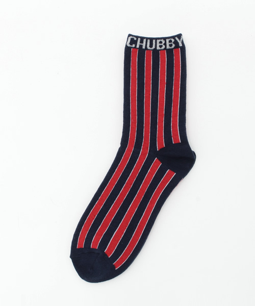 CHUBBYGANG（チャビーギャング）の「レジメンタルストライプ　クルーソックス（ソックス/靴下・キッズ・ホワイト/ネイビー/グレー・16/22/19/13）」の3枚目の写真