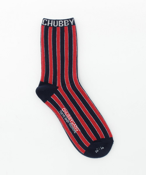 CHUBBYGANG（チャビーギャング）の「レジメンタルストライプ　クルーソックス（ソックス/靴下・キッズ・ホワイト/ネイビー/グレー・16/22/19/13）」の4枚目の写真