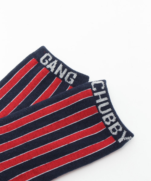 CHUBBYGANG（チャビーギャング）の「レジメンタルストライプ　クルーソックス（ソックス/靴下・キッズ・ホワイト/ネイビー/グレー・16/22/19/13）」の5枚目の写真
