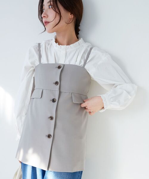 le.coeur blanc(ルクールブラン)の「サイロツイルビスチェ(キャミソール・レディース・ブラウン/ライトグレー・38)」の1枚目の写真