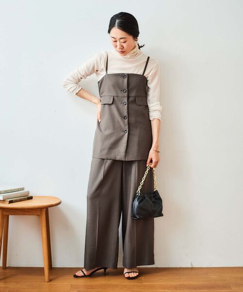 le.coeur blanc(ルクールブラン)の「サイロツイルビスチェ(キャミソール・レディース・ブラウン/ライトグレー・38)」の18枚目の写真