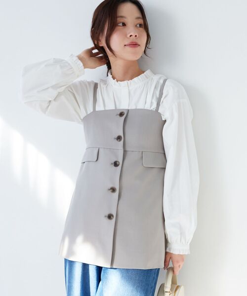 le.coeur blanc(ルクールブラン)の「サイロツイルビスチェ(キャミソール・レディース・ブラウン/ライトグレー・38)」の22枚目の写真