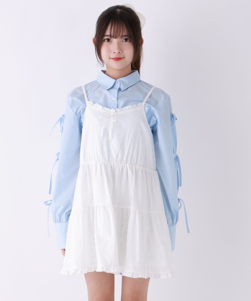 repipi armario（レピピ アルマリオ）の「フリルティアードキャミワンピース（ワンピース・キッズ・ブラック/ホワイト・LARGE/MEDIUM）」の8枚目の写真