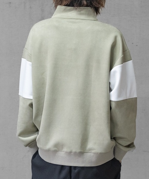 Naive magic（ナイーブマジック）の「【a】カットスウェード 異素材パネル切替 フロント刺繍 ハーフジップ（スウェット・メンズ・ライトグレー/ブルー/チャコールグレー/ミント・LARGE/MEDIUM）」の20枚目の写真