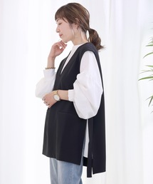 Aletta vita（アレッタビータ）の「エステルスパンサイドベルトVネックベスト（ベスト）」