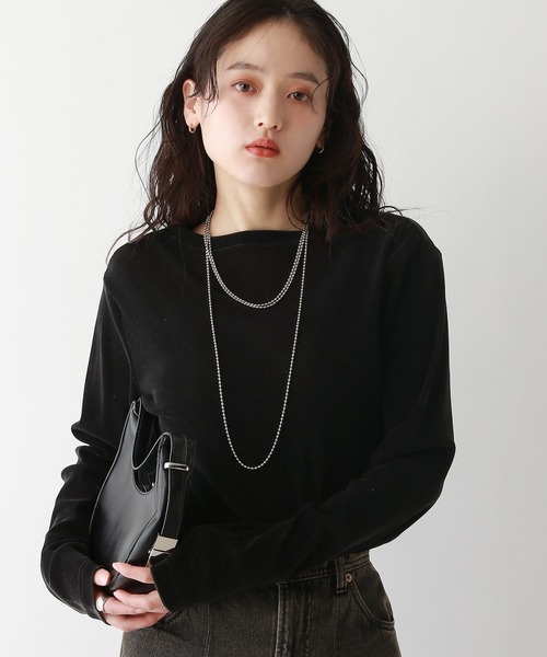 RAGEBLUE（レイジブルー）の「シアーベロアトップス（Tシャツ/カットソー・レディース・ブラック/パープル/オフホワイト・FREE）」の2枚目の写真