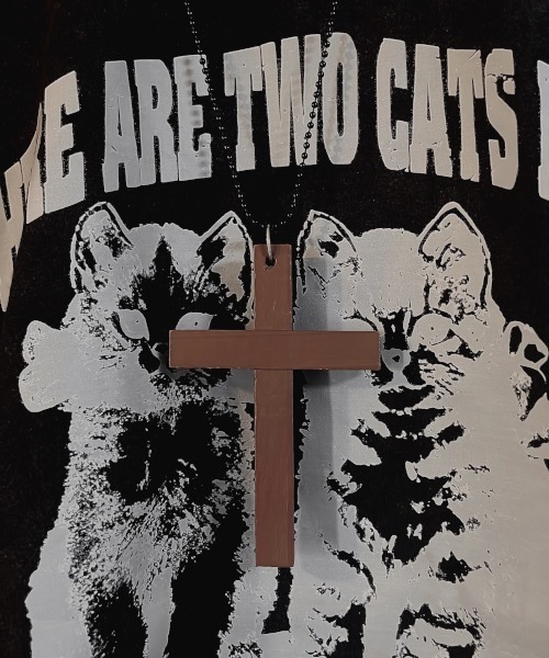 セール】【Bz】カラーウッドクロスモチーフボールチェーンネックレス