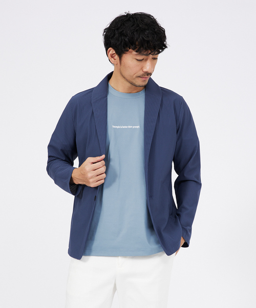 ABAHOUSE GRAY（アバハウスグレイ）の「ハニカムメッシュ　ショールブルゾン（ブルゾン・メンズ・ブラック/ネイビー/モカ/グレイッシュブルー・46/48/50）」の4枚目の写真