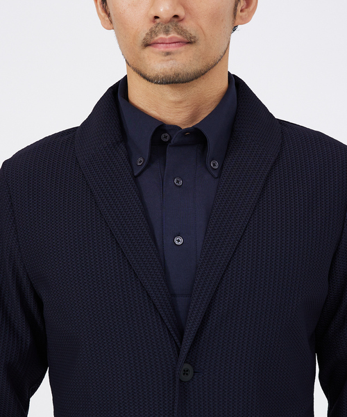 ABAHOUSE GRAY（アバハウスグレイ）の「ハニカムメッシュ　ショールブルゾン（ブルゾン・メンズ・ブラック/ネイビー/モカ/グレイッシュブルー・46/48/50）」の8枚目の写真