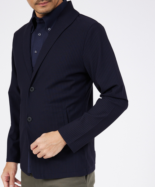 ABAHOUSE GRAY（アバハウスグレイ）の「ハニカムメッシュ　ショールブルゾン（ブルゾン・メンズ・ブラック/ネイビー/モカ/グレイッシュブルー・46/48/50）」の10枚目の写真