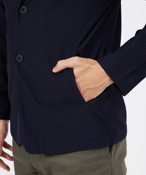 ABAHOUSE GRAY（アバハウスグレイ）の「ハニカムメッシュ　ショールブルゾン（ブルゾン・メンズ・ブラック/ネイビー/モカ/グレイッシュブルー・46/48/50）」の11枚目の写真