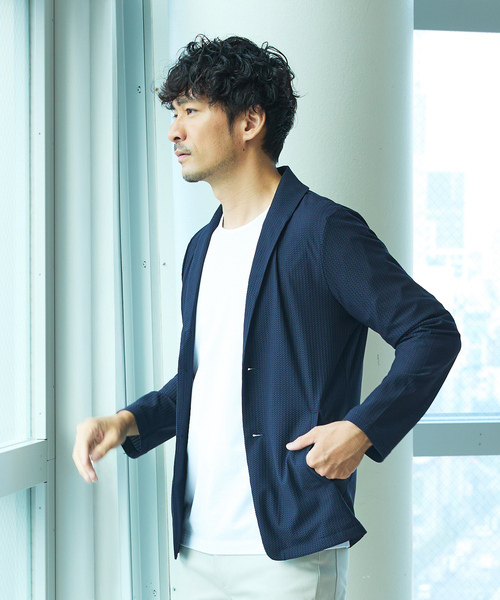 ABAHOUSE GRAY（アバハウスグレイ）の「ハニカムメッシュ　ショールブルゾン（ブルゾン・メンズ・ブラック/ネイビー/モカ/グレイッシュブルー・46/48/50）」の16枚目の写真