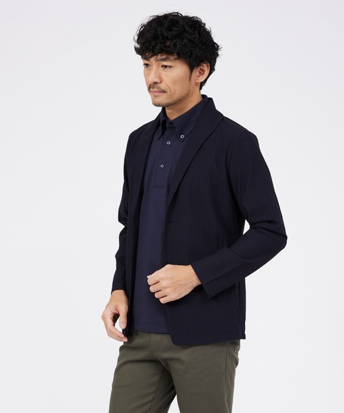 ABAHOUSE GRAY（アバハウスグレイ）の「ハニカムメッシュ　ショールブルゾン（ブルゾン・メンズ・ブラック/ネイビー/モカ/グレイッシュブルー・46/48/50）」の3枚目の写真