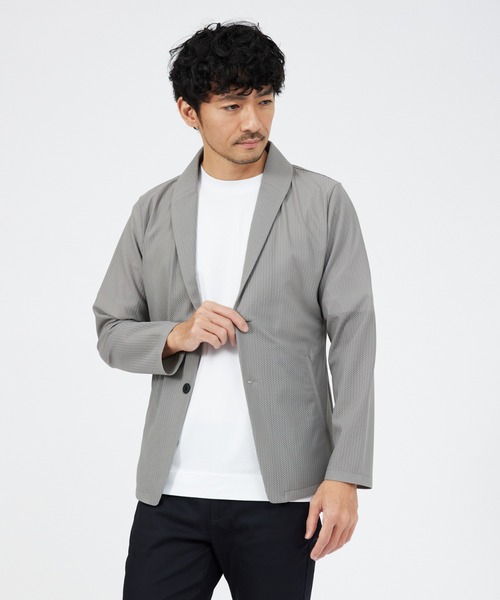 ABAHOUSE GRAY（アバハウスグレイ）の「ハニカムメッシュ　ショールブルゾン（ブルゾン・メンズ・ブラック/ネイビー/モカ/グレイッシュブルー・46/48/50）」の2枚目の写真