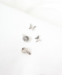 blancotokyo 4点セット 日本製 金属アレルギー対策 サージカル ステンレス 316L 蝶とカメリア花 ピアス