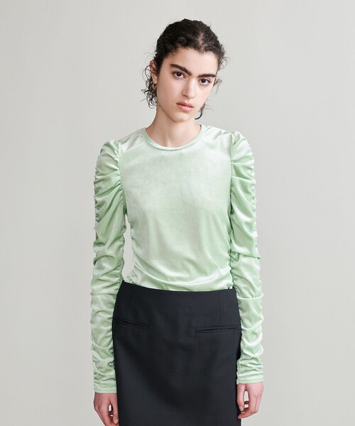 H BEAUTY&YOUTH ベロア シャーリングスリーブカットソー H BEAUTY&YOUTH UNITED ARROWS（エイチビューティーアンドユース