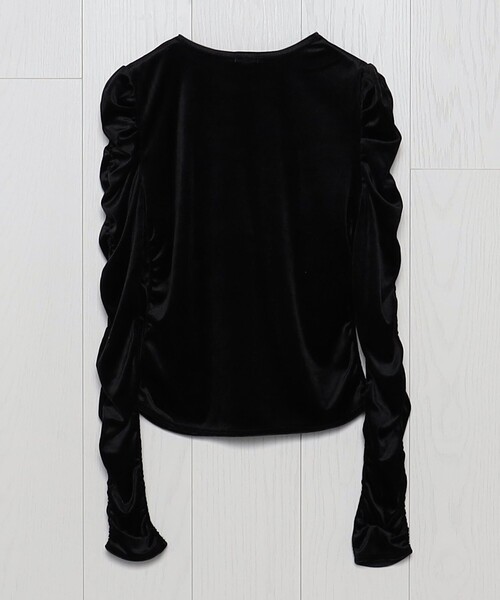 H BEAUTY&YOUTH ベロア シャーリングスリーブカットソー H BEAUTY&YOUTH UNITED ARROWS（エイチビューティーアンドユース