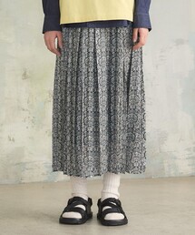【WOMEN】オリジナルタイルプリント ワイドプリーツスカート