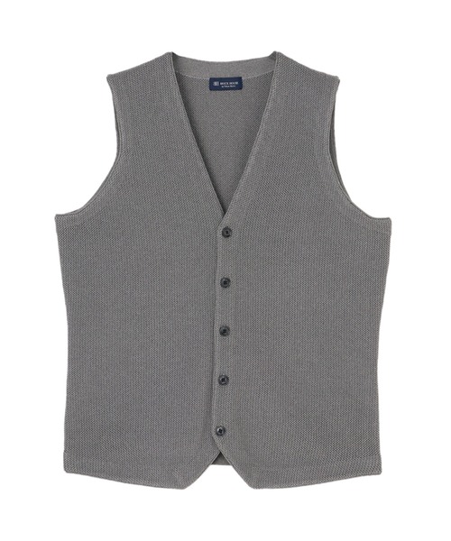 BRICK HOUSE by TOKYO SHIRT（ブリックハウス）の「メッシュ編みニットジレ（ベスト・メンズ・ライトグレー/サックスブルー/ブルー・LL/M/L/XL）」の2枚目の写真