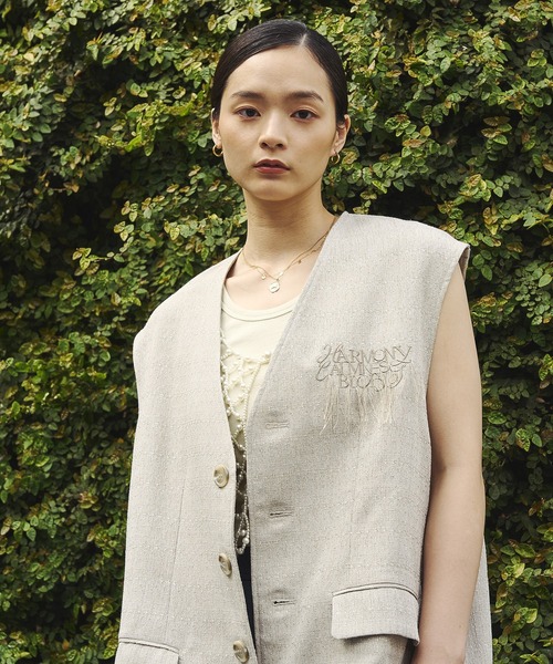 【OKIRAKU×ROSE BUD】LACE BB BLOUSON Rosebud ROSE BUD Stained Collar Jacket Padded Mid-length Zip