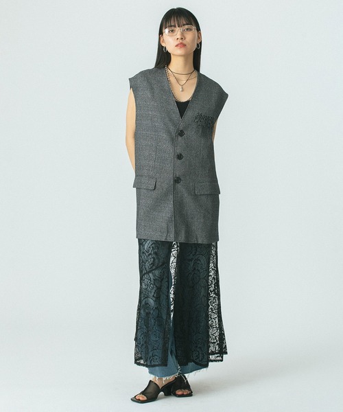 OKIRAKU（オキラク）の「(OKIRAKU×ROSE BUD)3WAY LACE SKIRT VEST DRESS（ワンピース・レディース・ベージュ/グレー・ONE SIZE）」の6枚目の写真
