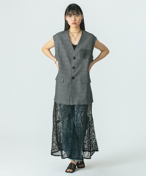 OKIRAKU✖️ROSE BUDTシャツワンピース＆チュールレイヤード　未使用 OKIRAKU ワンピース (OKIRAKU×ROSE BUD)3WAY LACE SKIRT VEST