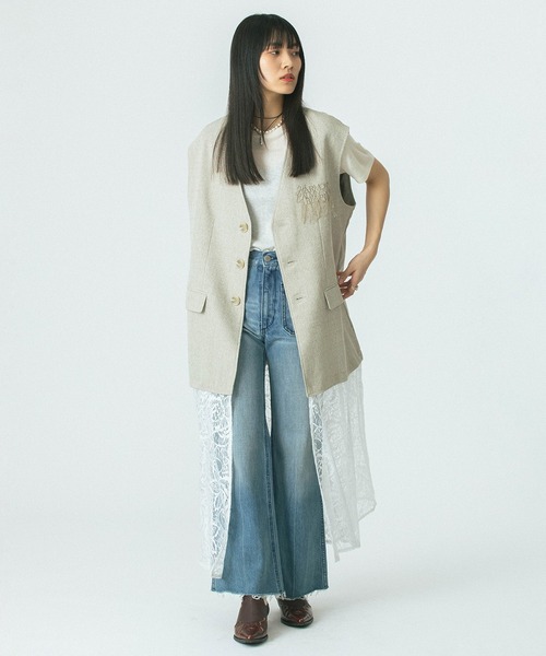 セール】(OKIRAKU×ROSE BUD)3WAY LACE SKIRT VEST DRESS（ワンピース