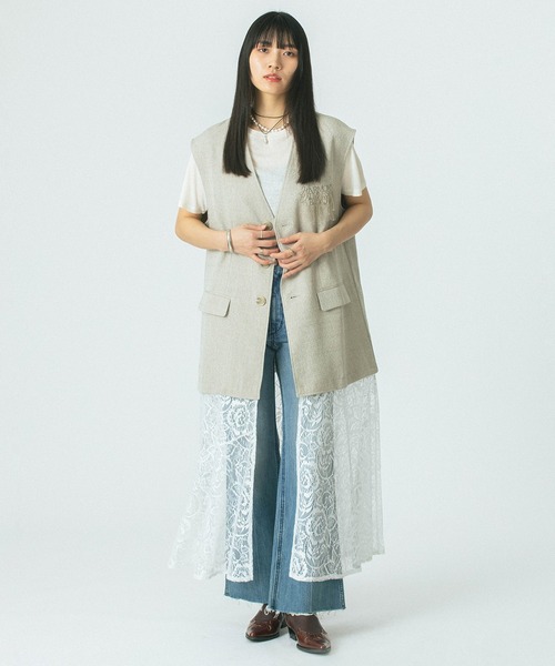 【OKIRAKU×ROSE BUD】LACE BB BLOUSON セール】(OKIRAKU×ROSE BUD)3WAY LACE SKIRT VEST DRESS