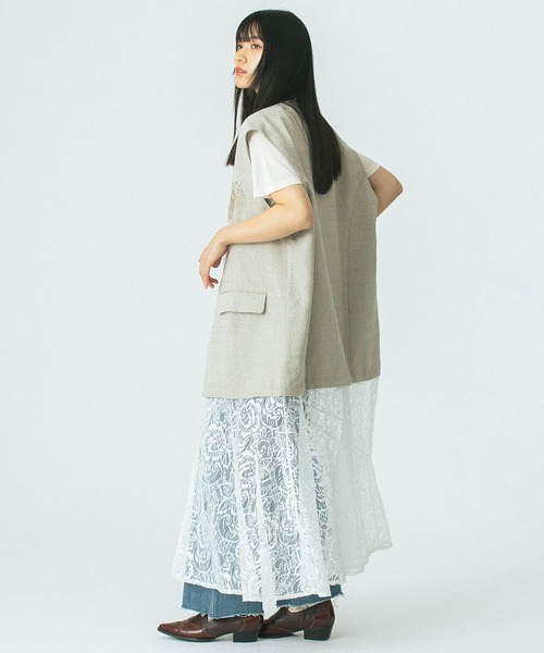 OKIRAKU（オキラク）の「(OKIRAKU×ROSE BUD)3WAY LACE SKIRT VEST DRESS（ワンピース・レディース・ベージュ/グレー・ONE SIZE）」の14枚目の写真
