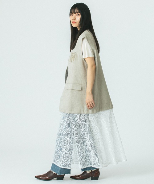 OKIRAKU（オキラク）の「(OKIRAKU×ROSE BUD)3WAY LACE SKIRT VEST DRESS（ワンピース・レディース・ベージュ/グレー・ONE SIZE）」の15枚目の写真