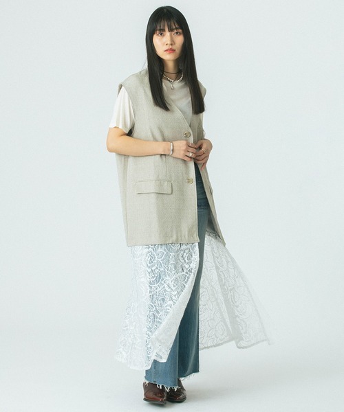 OKIRAKU（オキラク）の「(OKIRAKU×ROSE BUD)3WAY LACE SKIRT VEST DRESS（ワンピース・レディース・ベージュ/グレー・ONE SIZE）」の17枚目の写真