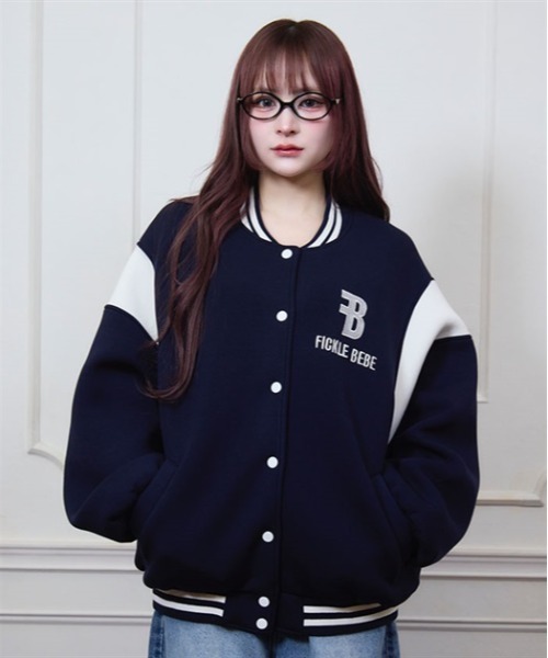 FickleBebe(フィクルベベ)の「ボンディングスタジャン(スタジャン・レディース・ネイビー/グレー・FREE)」の2枚目の写真