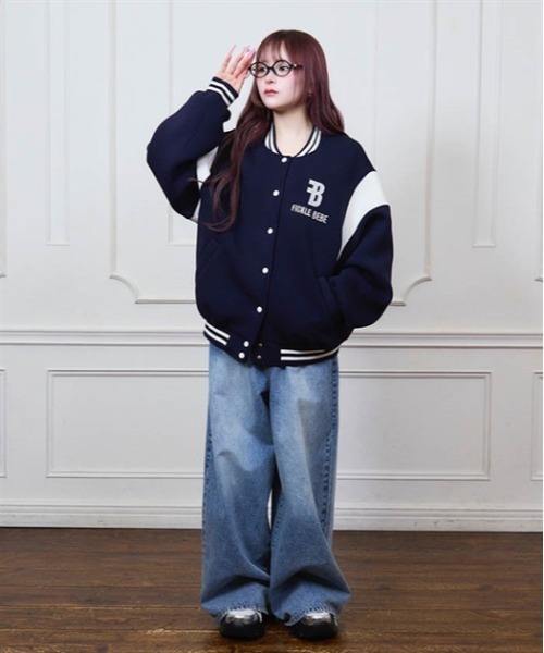 FickleBebe(フィクルベベ)の「ボンディングスタジャン(スタジャン・レディース・ネイビー/グレー・FREE)」の7枚目の写真