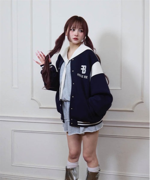 FickleBebe(フィクルベベ)の「ボンディングスタジャン(スタジャン・レディース・ネイビー/グレー・FREE)」の9枚目の写真