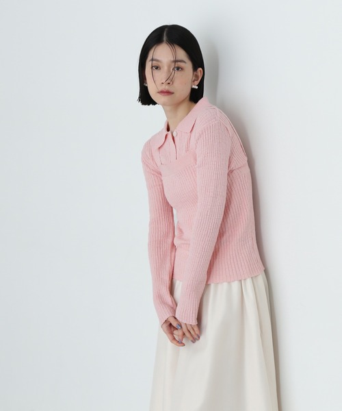 N.（N. Natural Beauty Basic）（エヌエヌナチュラルビューティーベーシック）の「襟付きカーディガン＆キャミセット（アンサンブル・レディース・オフホワイト/ブラウン/ピンク・MEDIUM）」の17枚目の写真