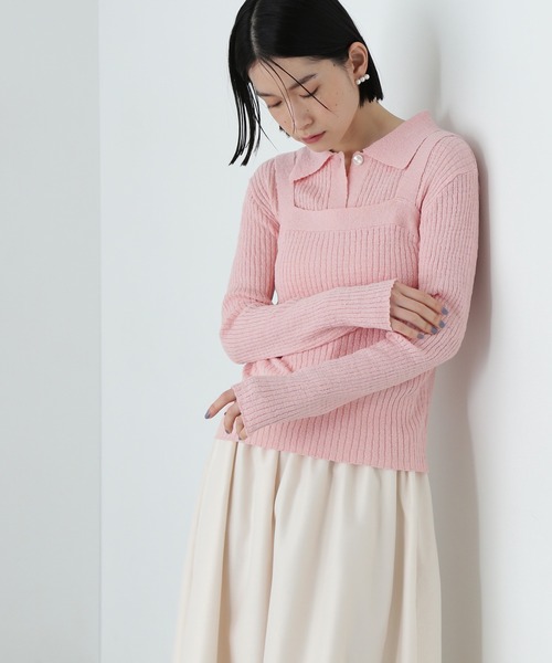 N.（N. Natural Beauty Basic）（エヌエヌナチュラルビューティーベーシック）の「襟付きカーディガン＆キャミセット（アンサンブル・レディース・オフホワイト/ブラウン/ピンク・MEDIUM）」の18枚目の写真