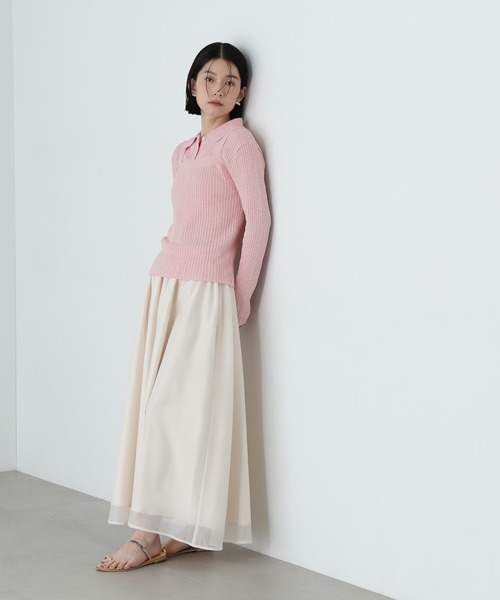 N.（N. Natural Beauty Basic）（エヌエヌナチュラルビューティーベーシック）の「襟付きカーディガン＆キャミセット（アンサンブル・レディース・オフホワイト/ブラウン/ピンク・MEDIUM）」の19枚目の写真